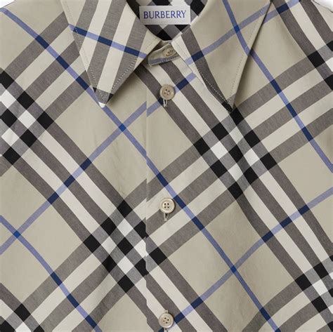 burberry item 39977321|Relaxed Fit Check Cotton Shirt in Husk .